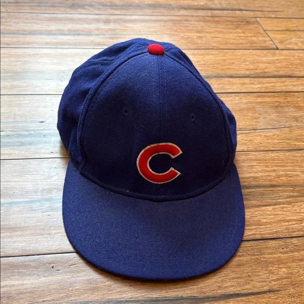 Vintage Chicago Cubs New Era Fitted Hat 7 1/4 Diamond Authentic Wool MLB